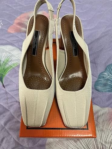 Tuflilər: Zərif qadın ayaqqabısı – krem rəngdə, açıq dabanlı (slingback) model — 2
