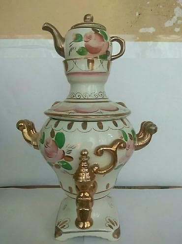 Porselen samovar dəsti - Material: yüksək keyfiyyətli porselen - Rəng