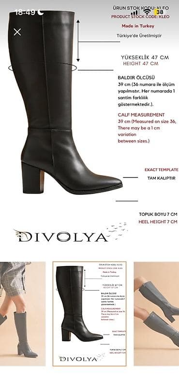 Divolya “KLEO” qadın çəkmələri - Rəng: qara - Dizayn: dizə qədər, yan — 3