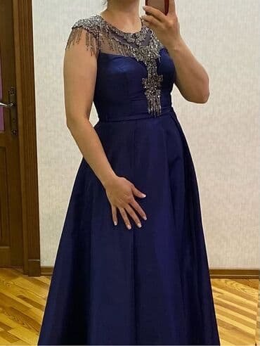 tikdirmek ucun don modeli: Zərif gecə libası - Rəng: dərin lacivərd - Model: A-kesim, uzun — 6