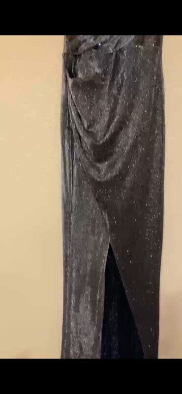 Digər qadın geyimləri: Qara-metalik rəngdə parıltılı maxi don - Model: qolsuz, V-yaxa - — 3