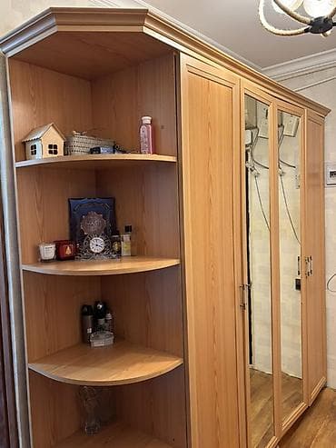 kunc rəf: Künc rəfli 4 qapılı şkaf - Material: ağac naxışlı laminat/MDФ (isti — 2