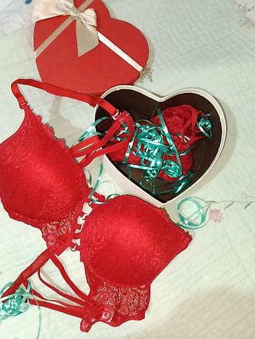 dest geyimler: Qırmızı krujeva iç geyim dəsti – hədiyyə qutusunda - Dəst: push-up — 8