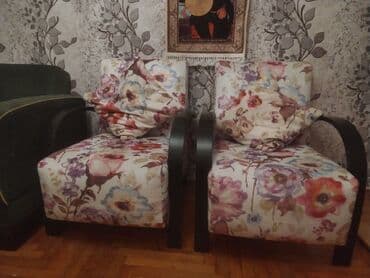 диван и кресла: Б/у, Диван, 2 кресла, Диван, С подъемным механизмом, Раскладной — 2