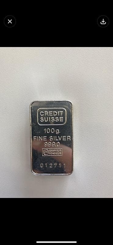 Məhsul: Kredit Suisse gümüş külçə - Marka: Credit Suisse - Çəki: 100 — 1
