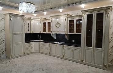 saloglu mebel qiymetleri: Klassik üslubda L formalı mətbəx mebeli dəsti - Rəng: krem/ivori — 1