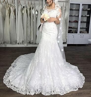 muncuq: Gəlinlik – krujeva detallı, balıq kəsim, uzun quyruqlu - Model — 1