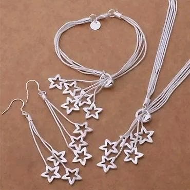 Ulduz komplekt . Yeni. Gümüş suyuna çəkilmiş . Sırğa Qolbaq