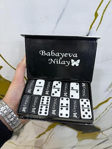 Digər: Şəxsi dizaynlı domino dəsti - Qutu: Möhkəm qapaqlı, qara rəngdə — 1