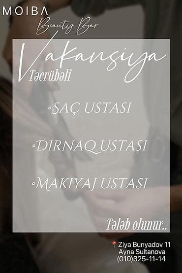 Qadın saç ustası tələb olunur, Faiz, 1-2 illik təcrübə lalafo.az -da Qadın saç ustası tələb olunur, Faiz, 1-2 illik təcrübə