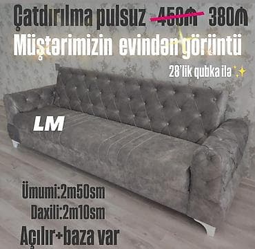 cester divani: Boz rəngli, yumşaq məxmər tipli parça ilə üzlənmiş rahat divan. - — 1