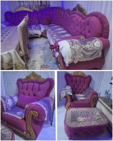 Комплекты диванов и кресел: Б/у, Диван, 2 кресла — 1