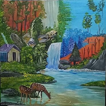 Məhsul: Əl işi yağlı boya tablo Təsvir: - Təbii mənzərə mövzusu