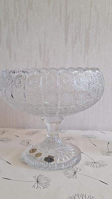 karaca serviz: Kənafidə oyma naxışlı kristal dəst - Material: qalın, şəffaf kəsim — 3