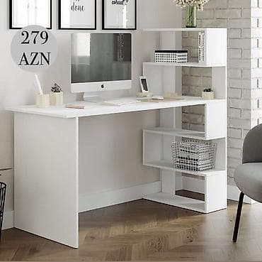 ofis stul: Müasir dizaynlı iş masası – inteqrə olunmuş rəf sistemi ilə - — 5