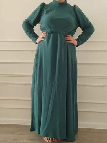 детские платья с длинным рукавом: Yenidir geyinilmeyib Hicabli xanimlra da uygundur Cox gozel materiali — 1