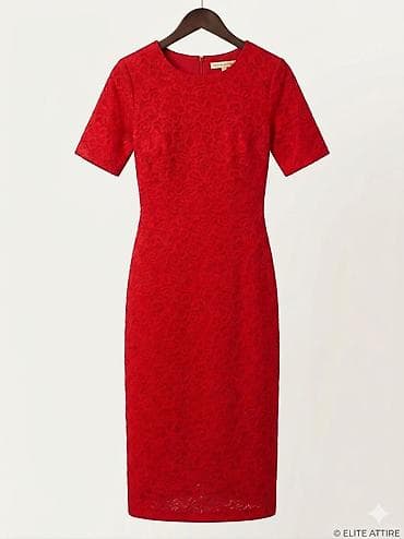 mango don: Qırmızı krujeva naxışlı don - Klassik qırmızı rəng, qolsuz deyil – — 3