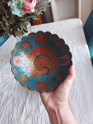 ваза напольная керамическая высокая: 2 ədəd bürünc şirniyyat qabı satılır. Əl işidi. Hindistan istehsalı — 4