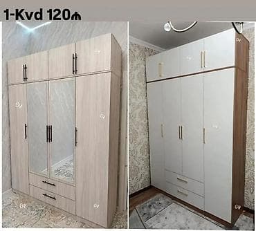 4 qapılı, Güzgülü, Ağ, Açılan, Düz dolab