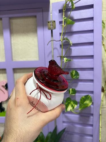 bagema qab: Duz seker qend ve s edviyyatlar ucun. Əl işi rəngli şüşə dekor qablar — 4