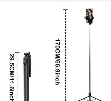ps5 aksesuar: 170 sm-ə qədər uzanan universal telefon tripod/selfi çubuğu Yenidir — 1
