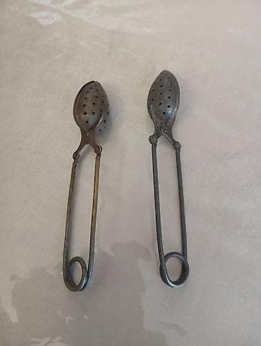 dəm qaşığı: Kolleksiya – köhnə metal qaşıqlar və çay süzgəcləri (müxtəlif ölçü və — 3