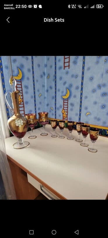 novruz bezeyi: Nahar dəsti, rəng - Qırmızı, Şüşə — 1