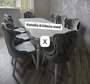 Yemək otağı dəsti – 6 ədəd stul - 6 ədəd yumşaq, rahat oturacaqlı — 1