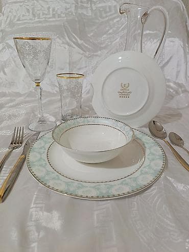 taxta qab: Nahar dəsti, rəng - Ağ, Farfor, 24 nəfərlik, Almaniya — 2