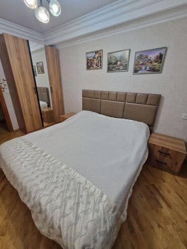 белая мебель в спальне: Yataq otağı dəsti - İki nəfərlik çarpayı: yumşaq, panel tipli başlıq — 3