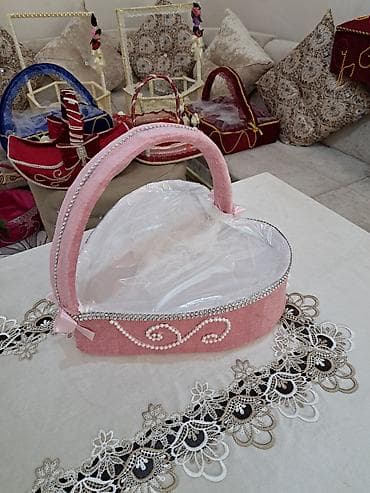 irsad telecom smart saat: Xonça və nişan dəsti üçün əl işləri – məxmər və krujeva dekorlu - — 8