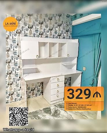 bar stolu: Yazı masası – funksional iş və dərs guşəsi - Ölçülər: Dərinlik 50 sm — 1