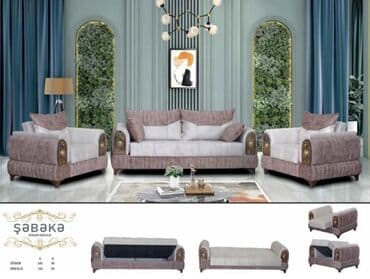 Yeni, Di̇van-kravat, 2 kreslo, Divan, Bazalı, Açılan