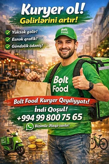 Moto-kuryer tələb olunur, Gündəlik ödəniş, Təcrübəsiz
