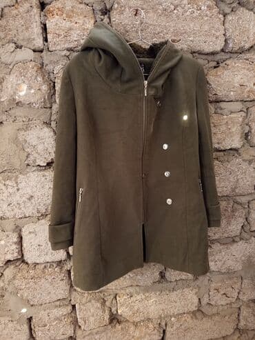 пальто зимнее: Qadın kapşonlu palto – zeytun-yaşıl rəng - Brend: Robin (etiketdə — 2