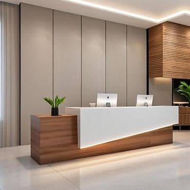 Müasir ofis resepsiyon masası - Dizayn: Minimalist xəttlərə malik