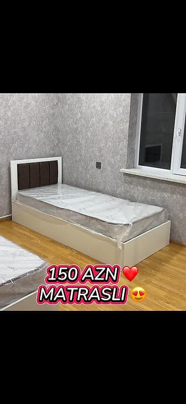 matrazlar: Tək nəfərlik çarpayı – matrasla birlikdə - Rəng: ağ gövdə, yumşaq — 1