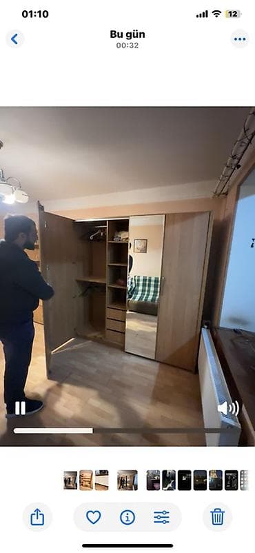 masa: İşlənmiş, 2 qapılı, Güzgülü, Qəhvəyi, Taxta, Kupe, Düz dolab — 2