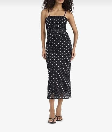 детское платье в горошек: Defacto don Yenidir etiketi üzərində S ölçü Qara rəngli xallı midi don — 2