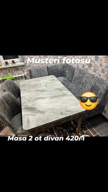 qabaq isdolu: Künc divan və masa desti — 1