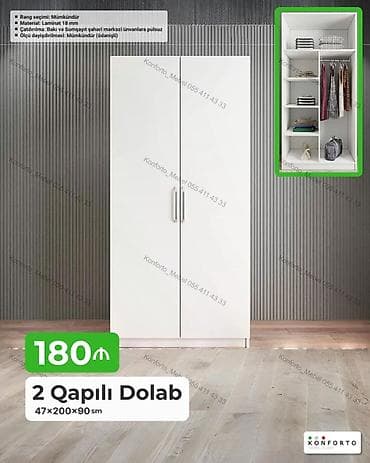 desmal: 2 qapılı dolab – funksional saxlanma həlli - Ölçülər: 47×200×90 sm - — 1