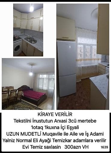 qax kirayə: GENCEDE KİRAYE VERİLİR AYLİĞİ 300AZN 1OTAQ 1KUXNA 3mertebe UZUN — 1