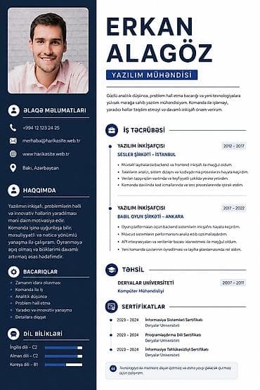 satici is: Peşəkar CV dizayn xidməti – müasir, oxunaqlı və ATS‑uyğun resume — 2