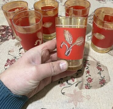 Təmir və tikinti: Stəkanlar, rəng - Qırmızı, Şüşə, 6 ədədli dəst — 1