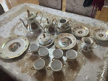 saatlar type 1: Çay dəsti, rəng - Qızılı, Farfor, 6 nəfərlik, Almaniya — 4