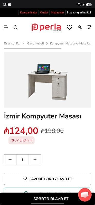 Kompyuter stolu Perla,magazada endirimde 124 manat,70 manata satilir