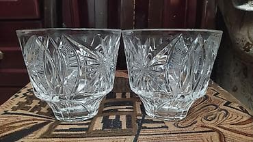 şüşə konfet: Kəsilmiş naxışlı kristal şirniyyat qabları – 2 ədəd dəst - Material — 1