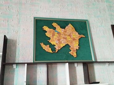 azərbaycanın xəritəsi: Divar üçün çərçivəli Azərbaycan xəritəsi. - Xəritə: Azərbaycanın — 1
