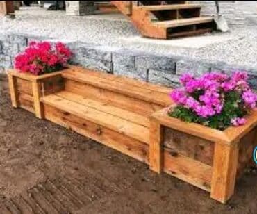 taxtadan gul qablari: Dibçək Ağacdan dekorativ çiçək/bitki qutuları - Material: təbii — 8