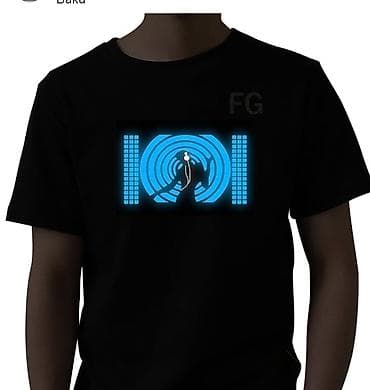 wolt geyimi: Məhsul: LED işıqlı qrafikalı qara T‑şört kolleksiyası Xüsusiyyətlər — 4